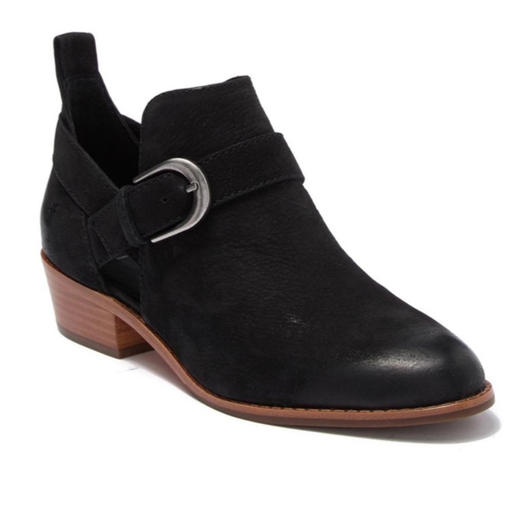 Frye Mia Cutout Booties Women's Size 10 M Black Suede Leather Buckle Strap Boots